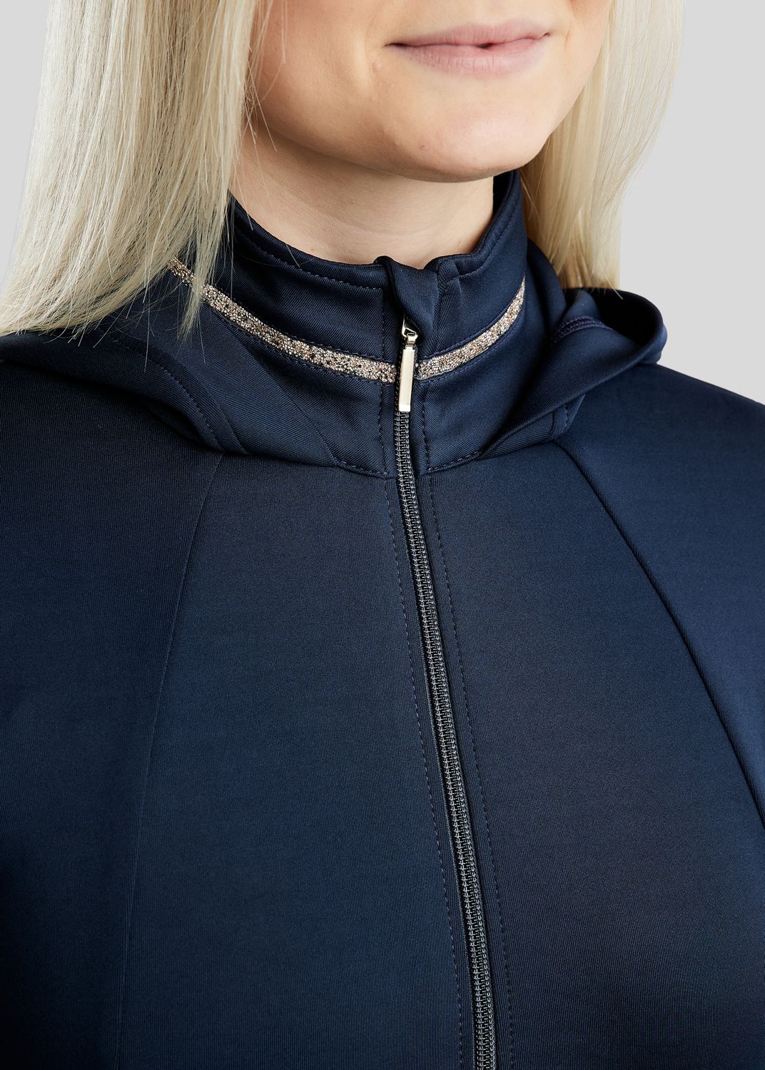 MoLila Jacket w. Champagne Crystal Tape and Crystals - Navy