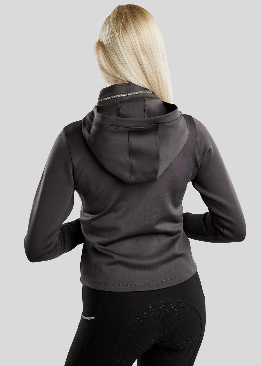 MoLila Jacket w. Champagne Crystal Tape and Crystals - Slate Grey