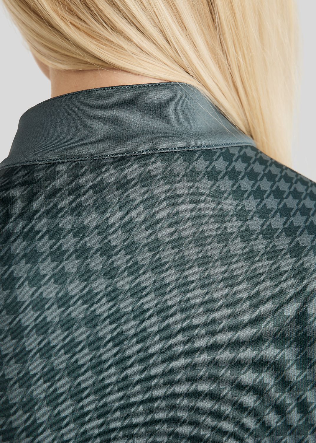 MoHannah Allover Printed Houndtooth Full Zip Jacket - Jade