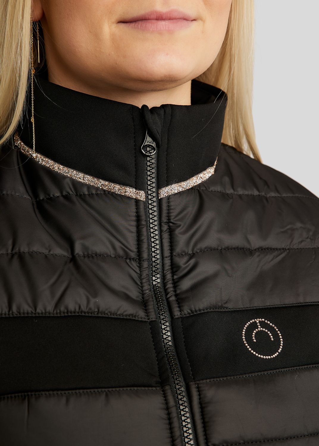 MoLila Hybrid Jacket w. Champagne Crystal Tape and Crystals - Black