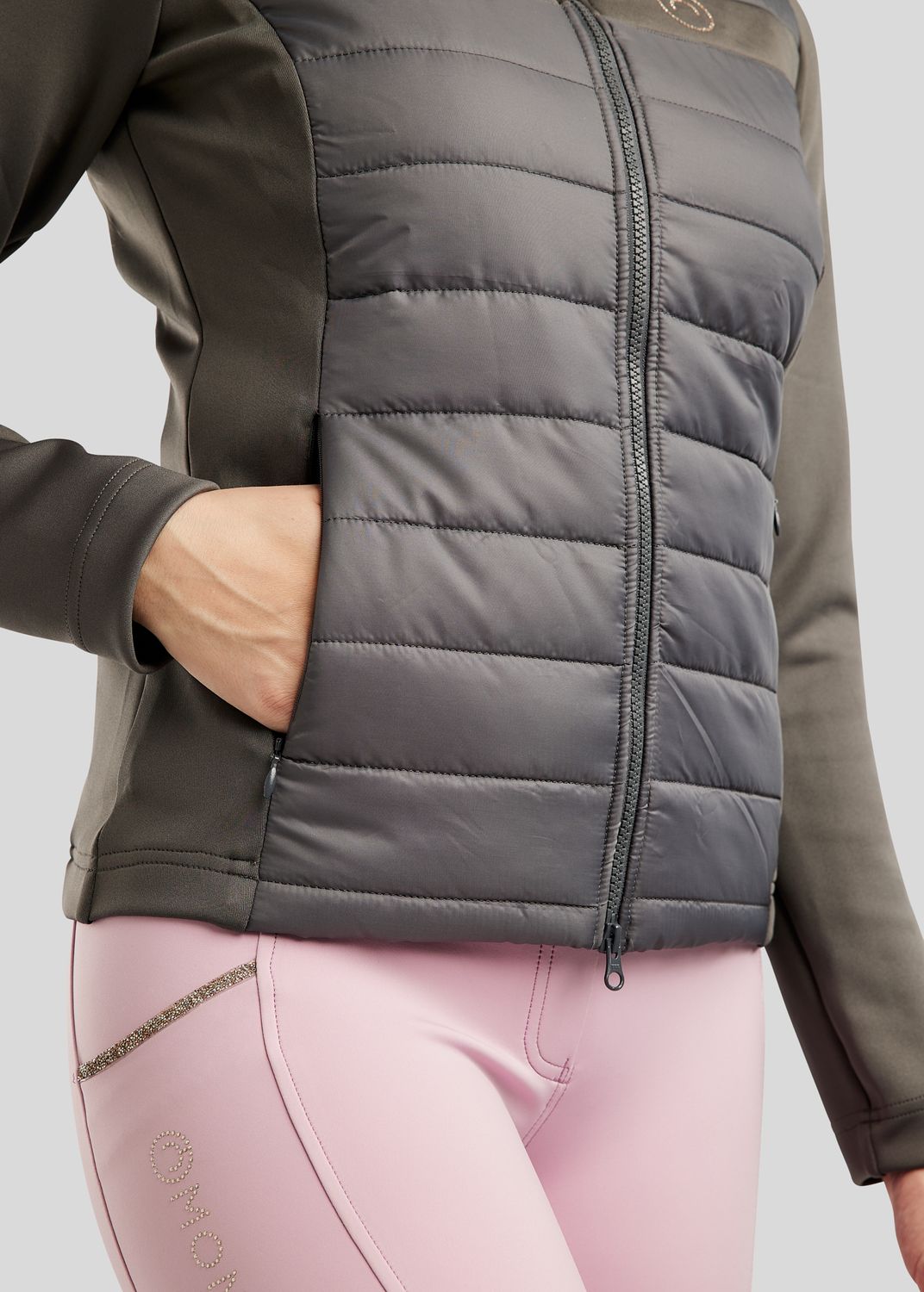 MoLila Hybrid Jacket w. Champagne Crystal Tape and Crystals - Grey