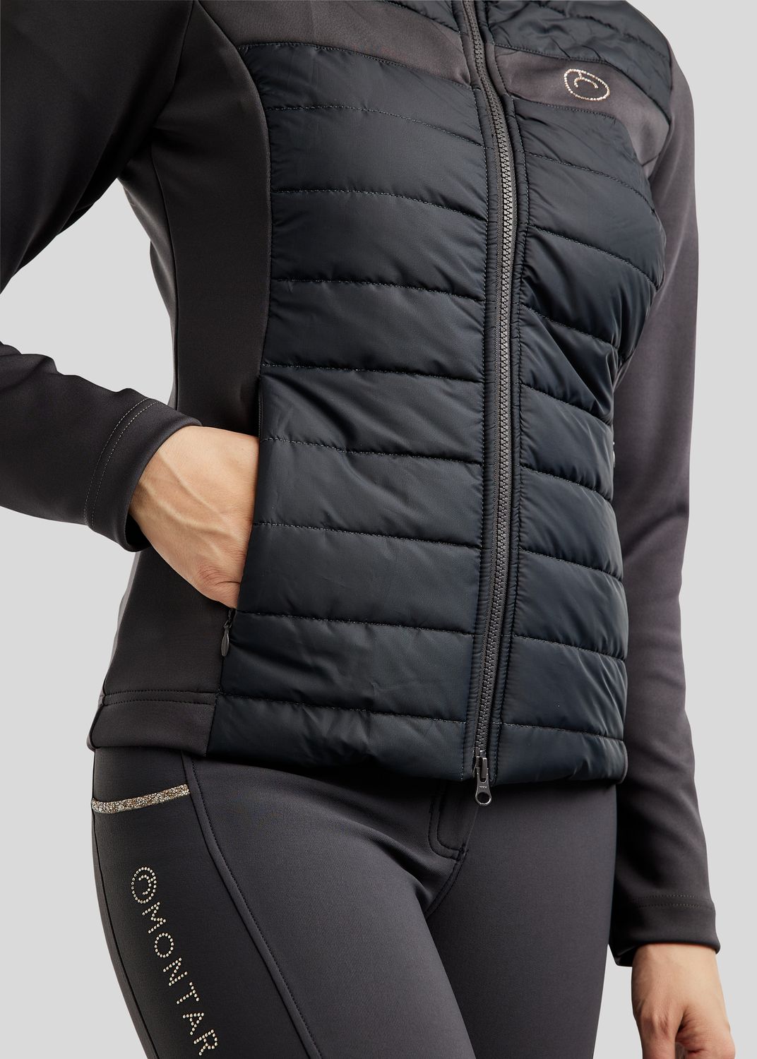 MoLila Hybrid Jacket w. Champagne Crystal Tape and Crystals - Slate Grey