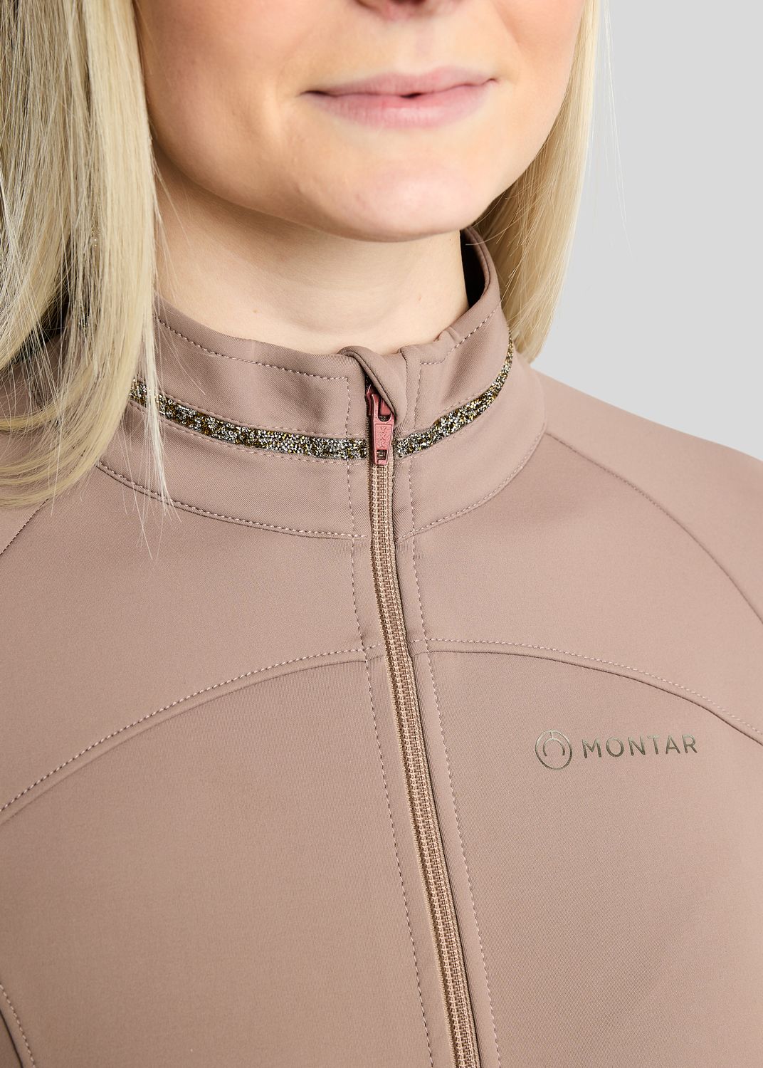 MoVeronica Full Zip Jacket w. Golden Quartz Crystal Tape and Crystals - Nougat Brown 