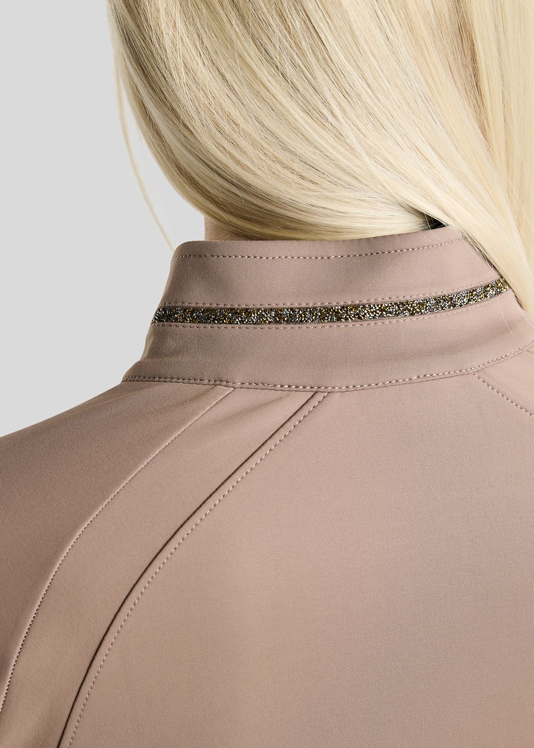 MoVeronica Full Zip Jacket w. Golden Quartz Crystal Tape and Crystals - Nougat Brown 