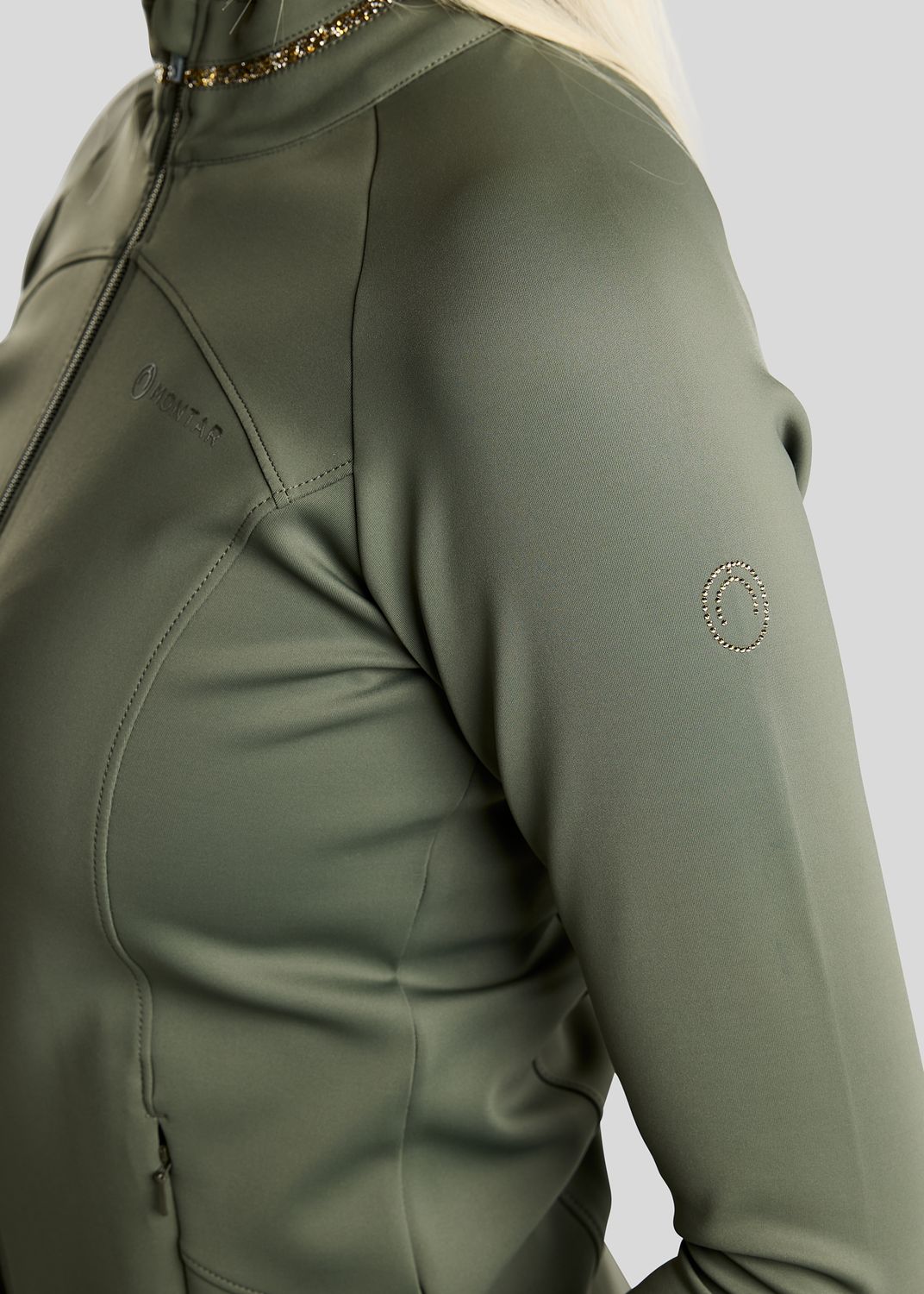 MoVeronica Full Zip Jacket w. Golden Quartz Crystal Tape and Crystals - Forest Green 