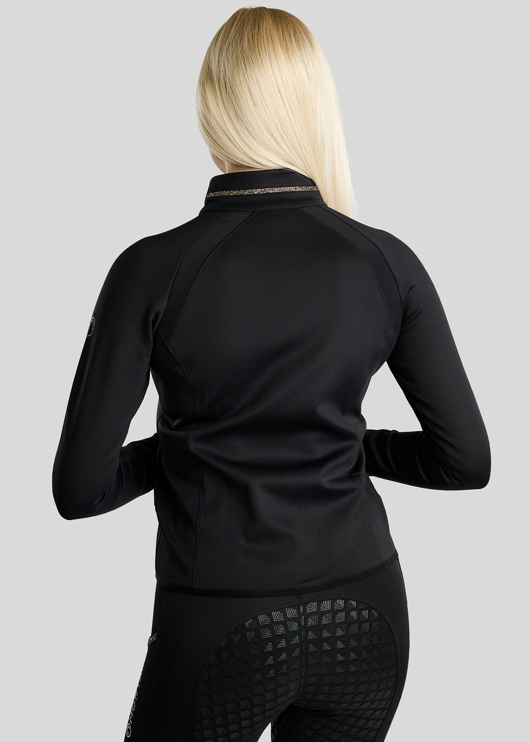 MoVeronica Full Zip Jacket w. Golden Quartz Crystal Tape and Crystals - Black 