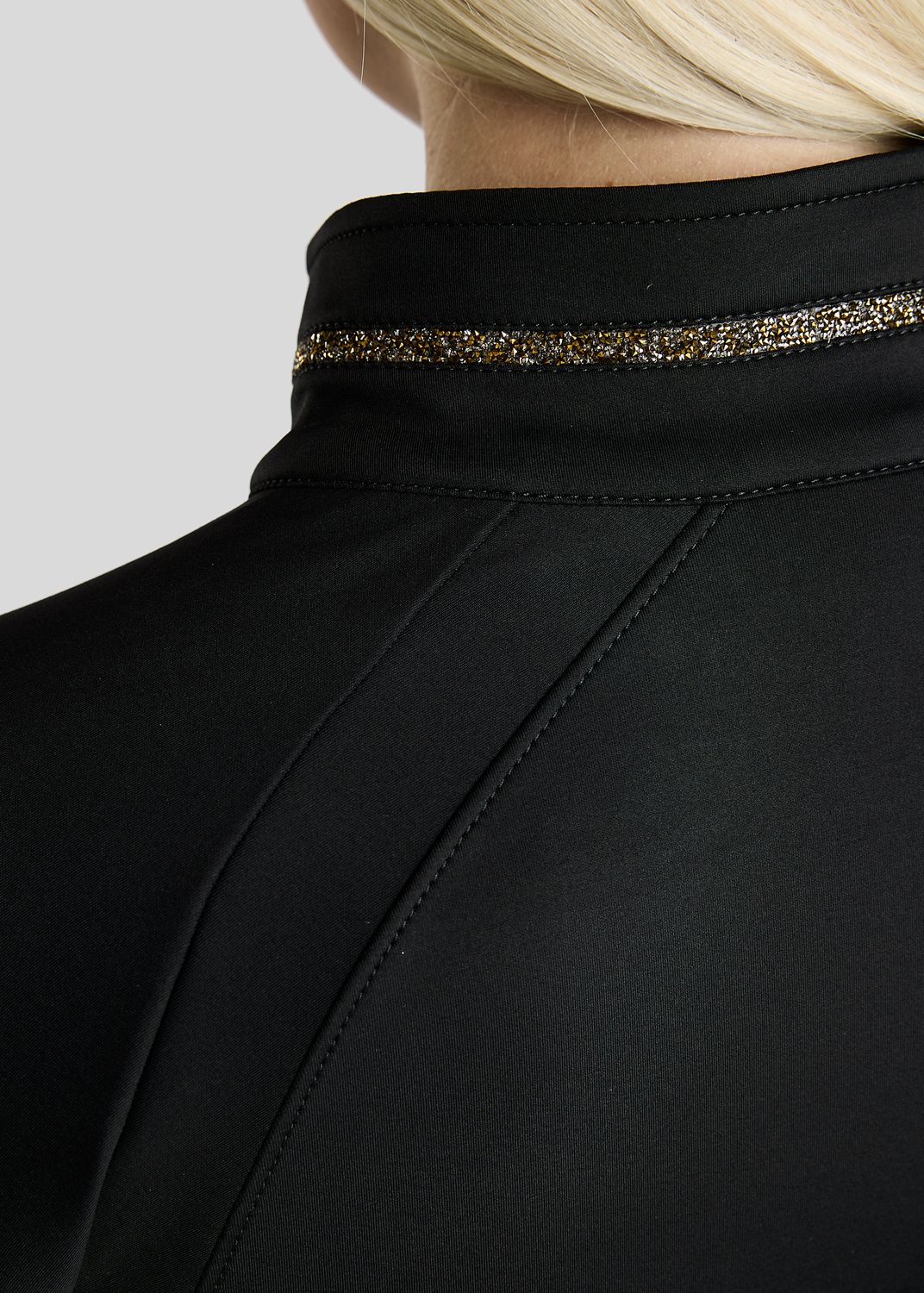 MoVeronica Full Zip Jacket w. Golden Quartz Crystal Tape and Crystals - Black 