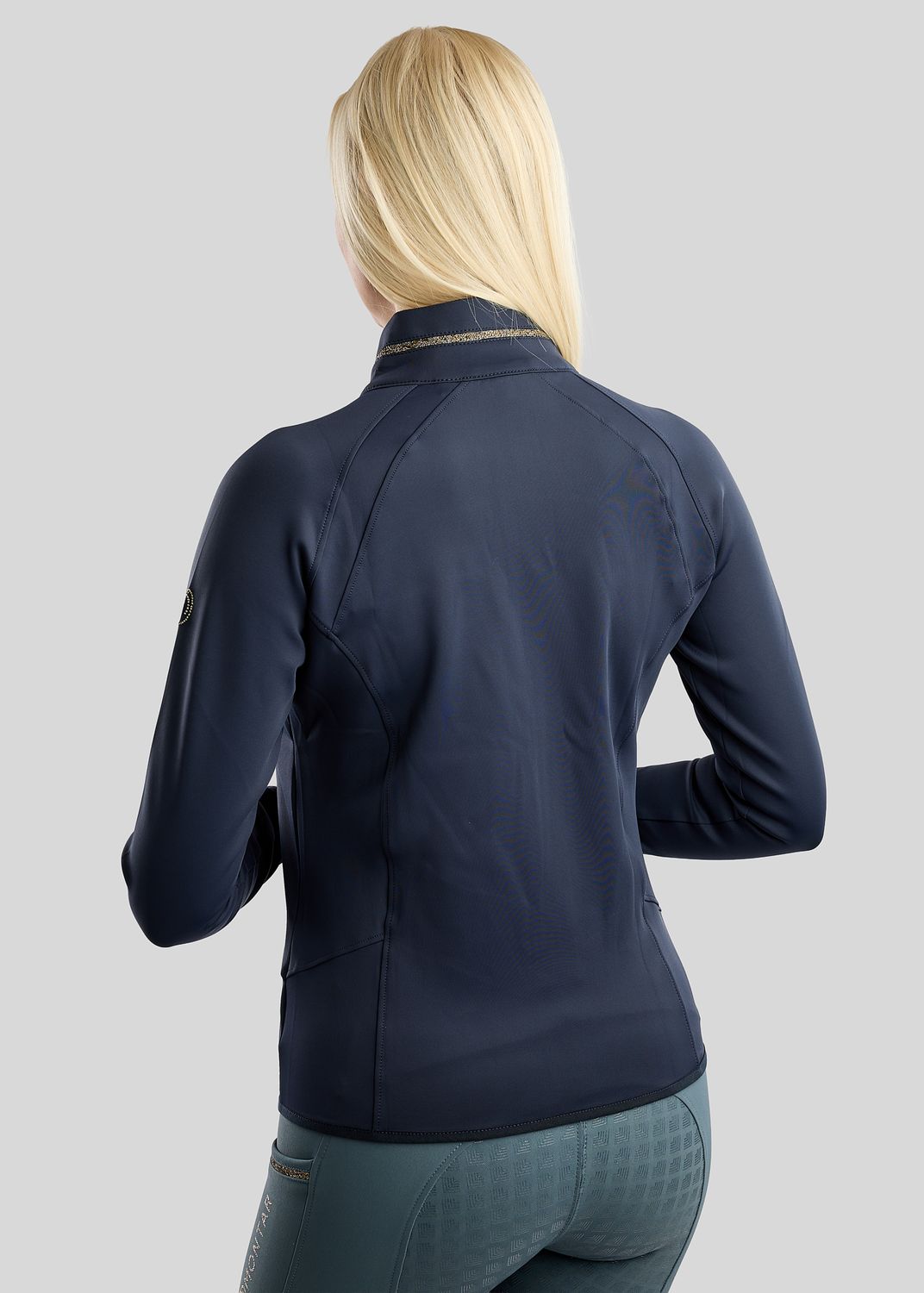 MoVeronica Full Zip Jacket w. Golden Quartz Crystal Tape and Crystals - Navy 