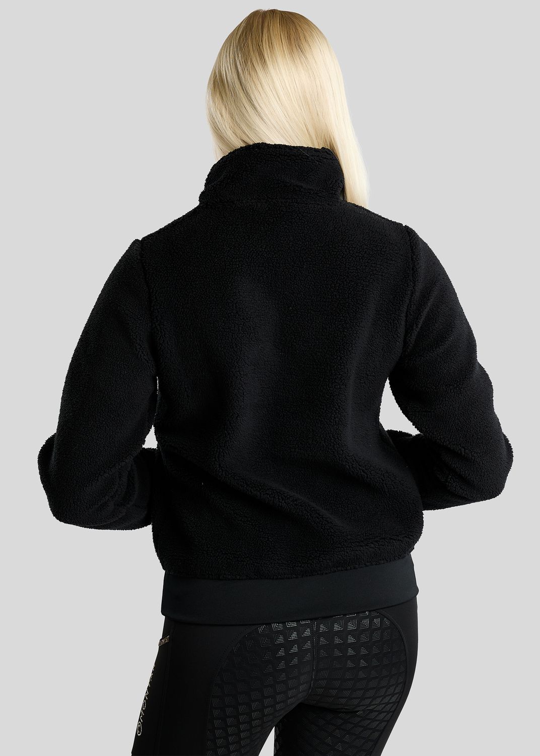 MoEbba Teddy Pile Q-Zip Jacket w. Golden Quartz Crystal Tape - Black 