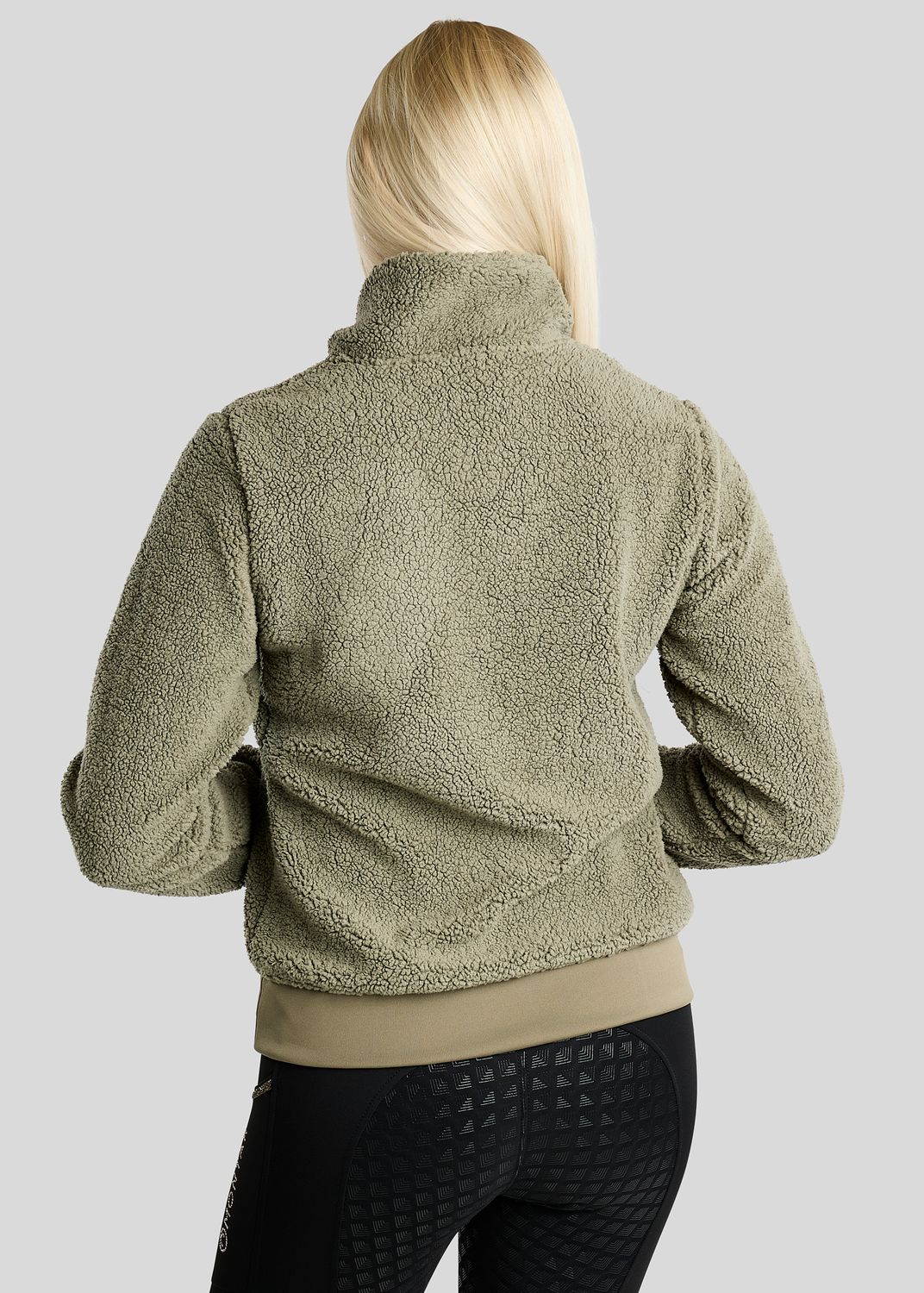 MoEbba Teddy Pile Q-Zip Jacket w. Golden Quartz Crystal Tape - Dusty Green 