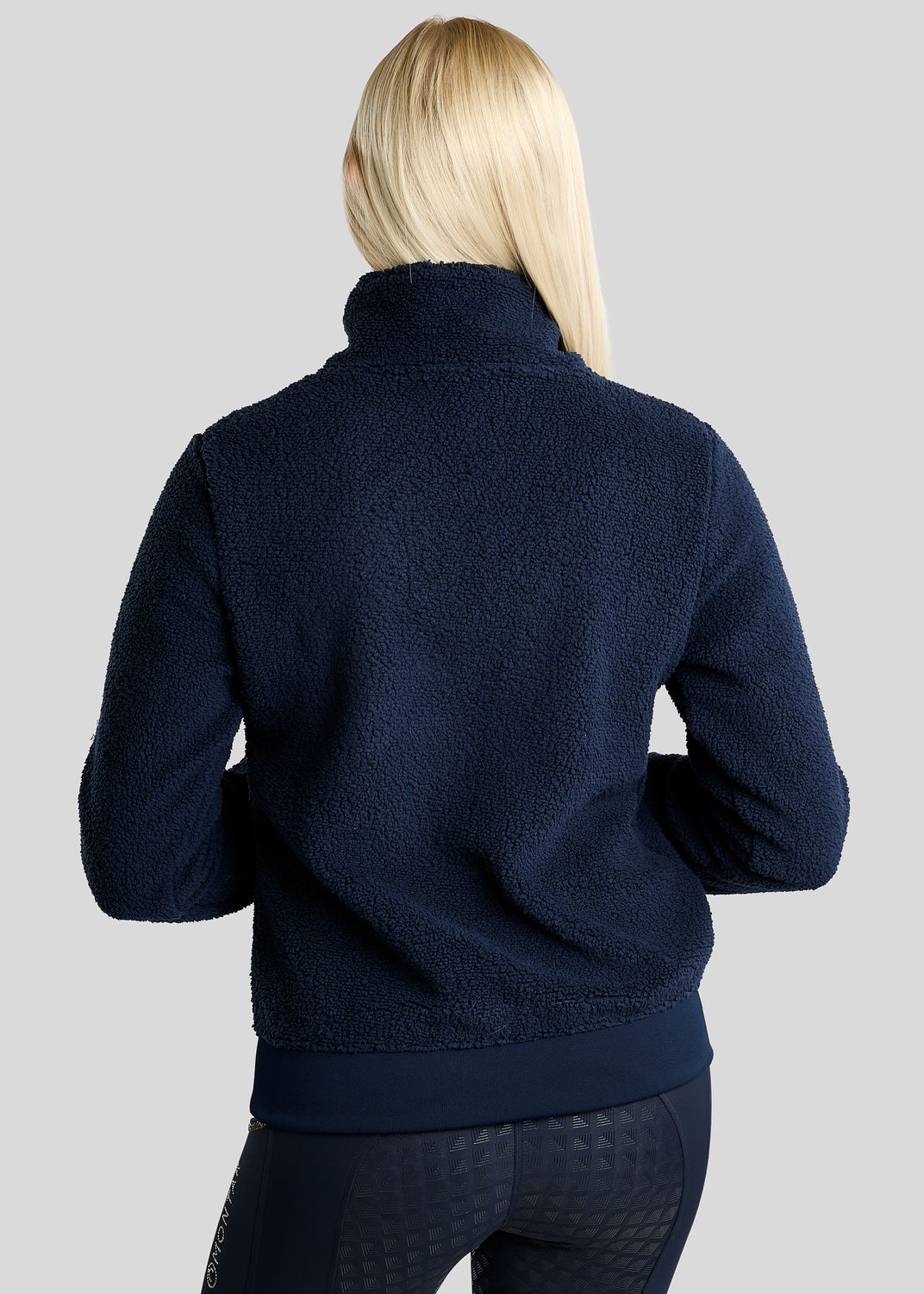 MoEbba Teddy Pile Q-Zip Jacket w. Golden Quartz Crystal Tape - Navy 
