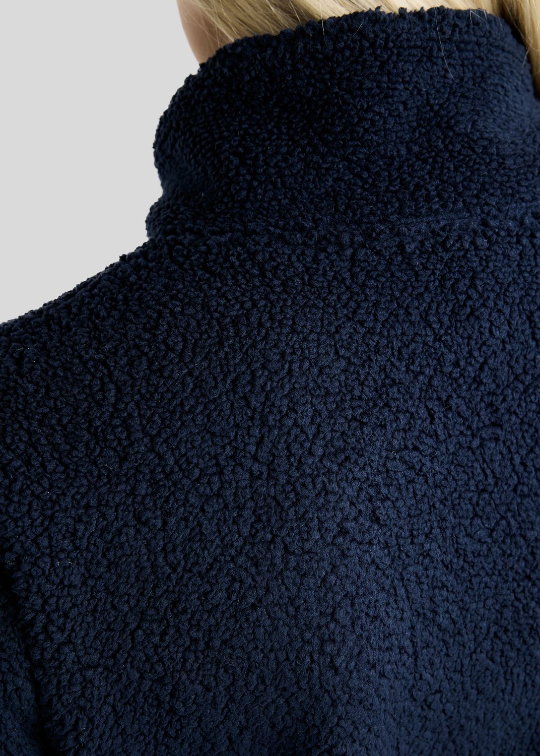 MoEbba Teddy Pile Q-Zip Jacket w. Golden Quartz Crystal Tape - Navy 