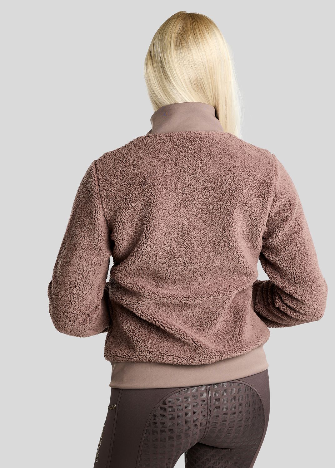MoEbba Teddy Pile Full Zip Jacket w. Golden Quartz Crystal Tape - Nougat Brown 