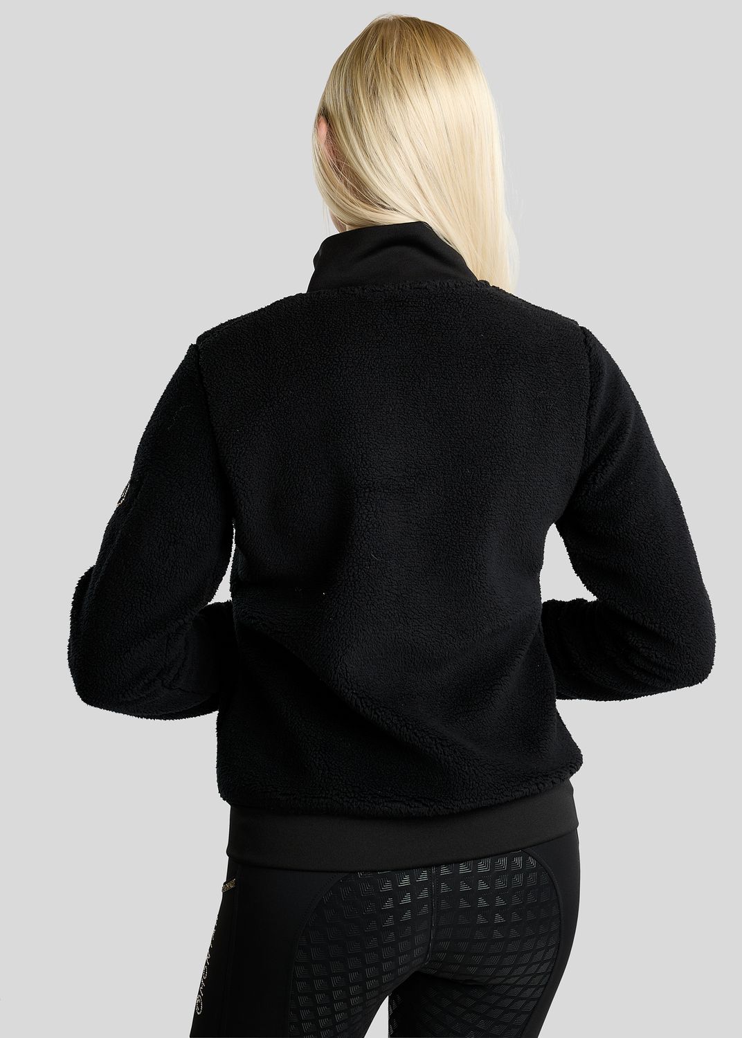 MoEbba Teddy Pile Full Zip Jacket w. Golden Quartz Crystal Tape - Black 