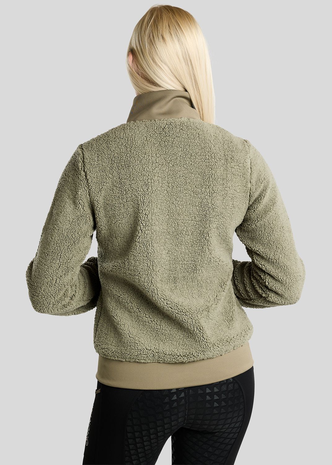 MoEbba Teddy Pile Full Zip Jacket w. Golden Quartz Crystal Tape - Dusty Green 