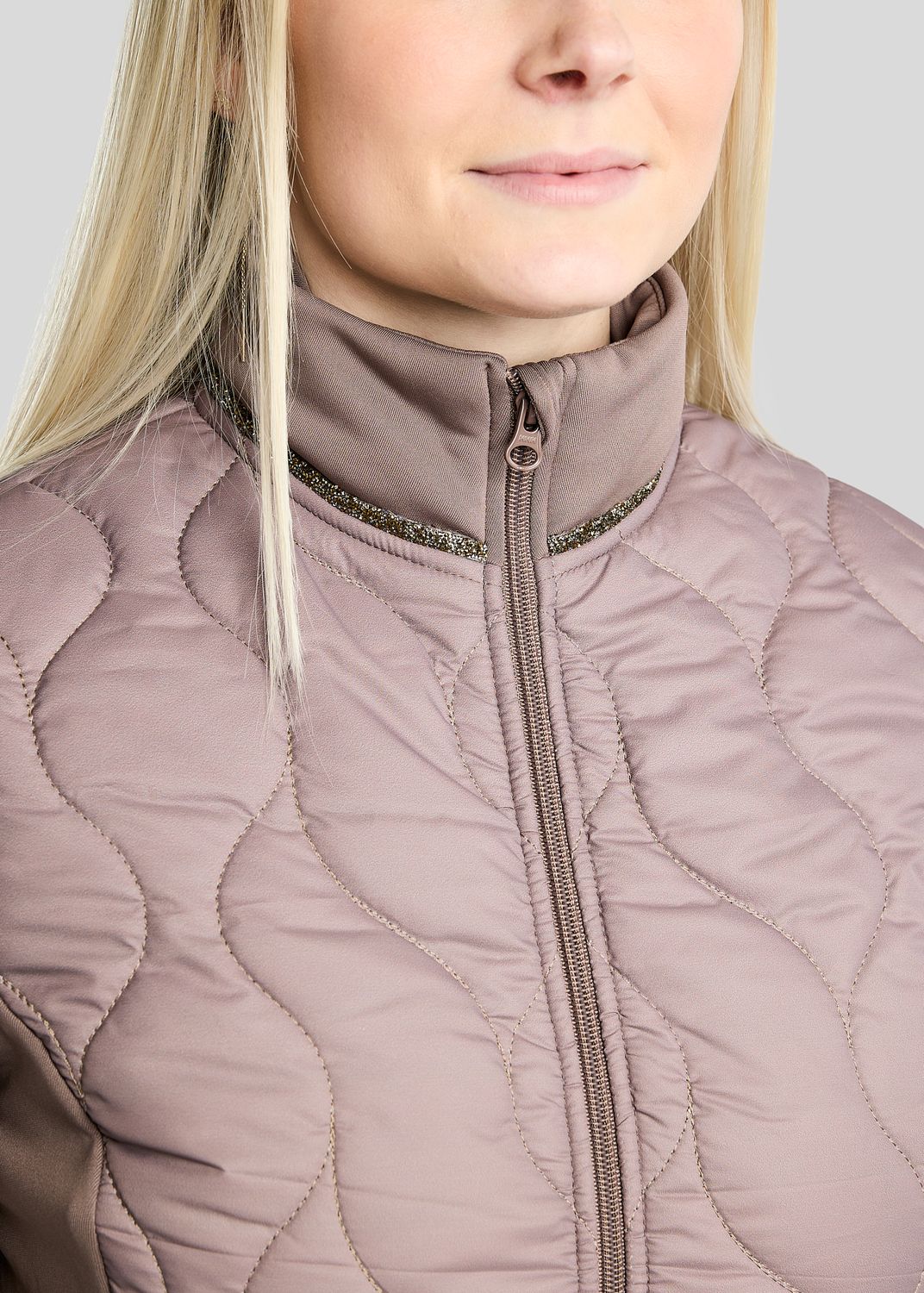  MoVeronica Hybrid Jacket w. Golden Quartz Crystal Tape and Crystals - Nougat Brown 