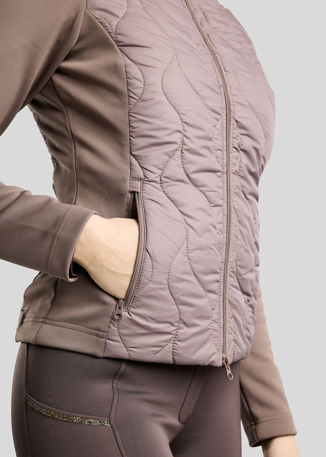  MoVeronica Hybrid Jacket w. Golden Quartz Crystal Tape and Crystals - Nougat Brown 