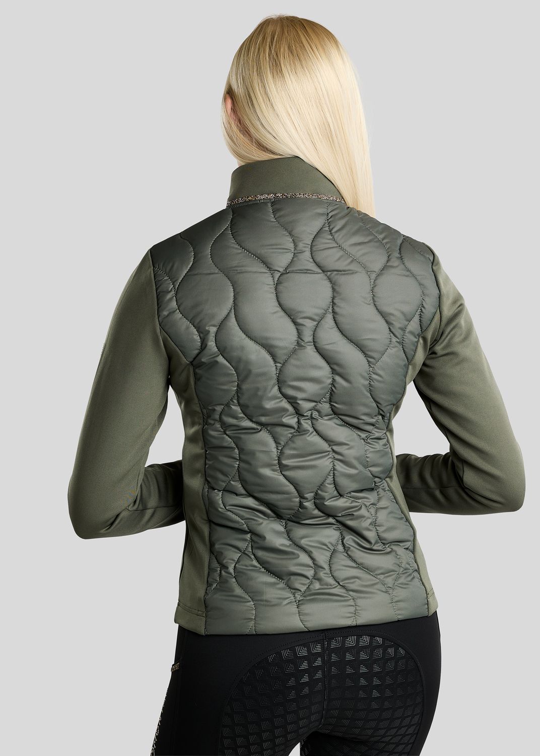  MoVeronica Hybrid Jacket w. Golden Quartz Crystal Tape and Crystals - Forest Green 