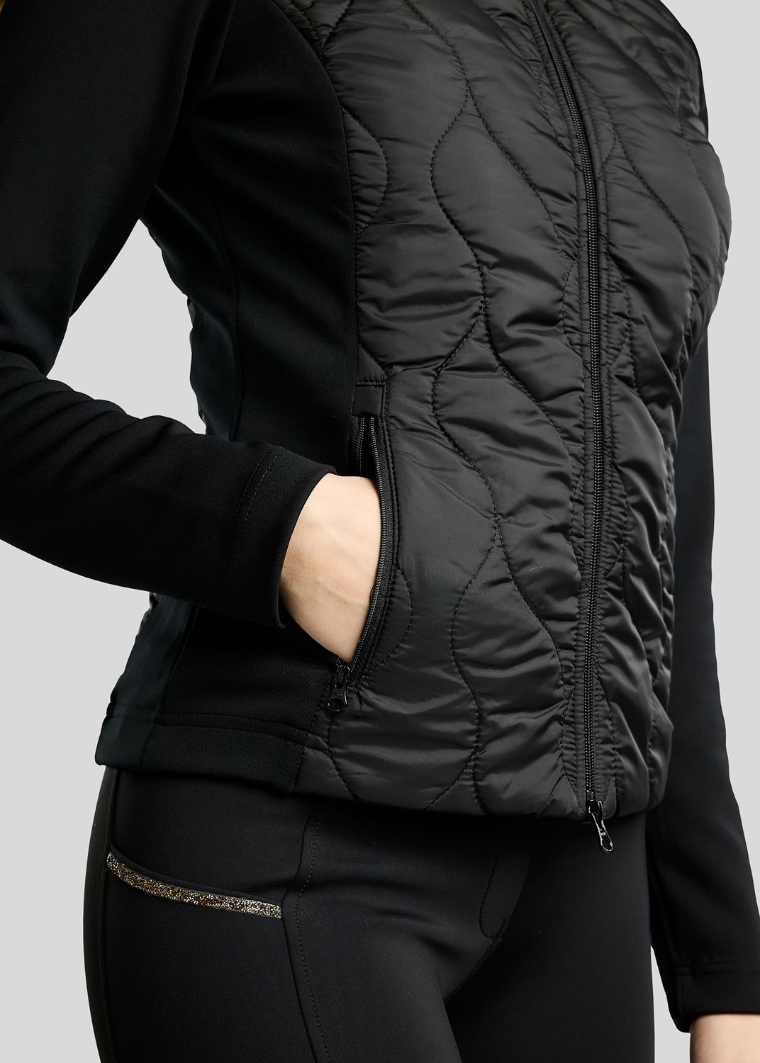  MoVeronica Hybrid Jacket w. Golden Quartz Crystal Tape and Crystals - Black 