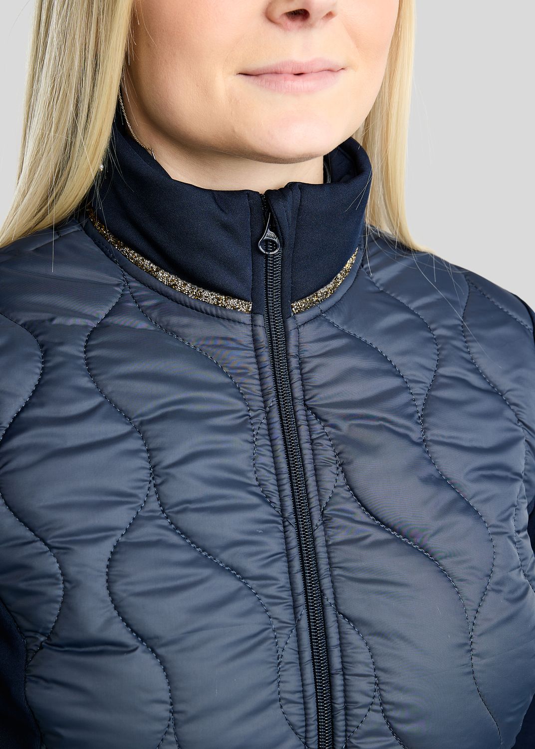  MoVeronica Hybrid Jacket w. Golden Quartz Crystal Tape and Crystals - Navy 