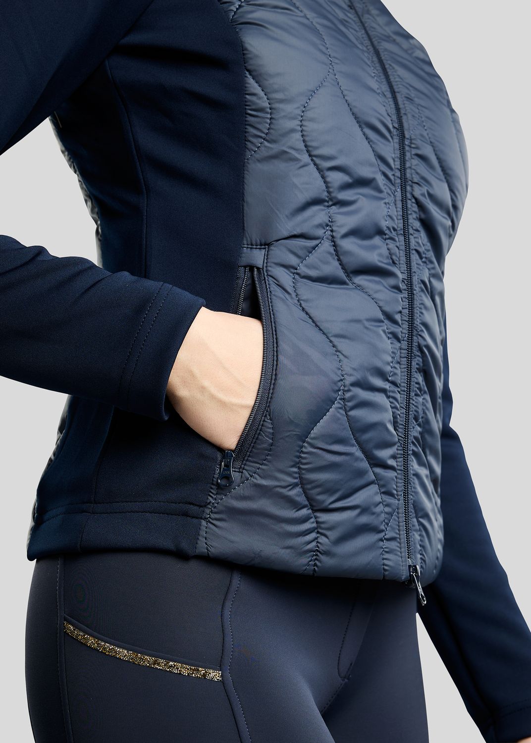  MoVeronica Hybrid Jacket w. Golden Quartz Crystal Tape and Crystals - Navy 