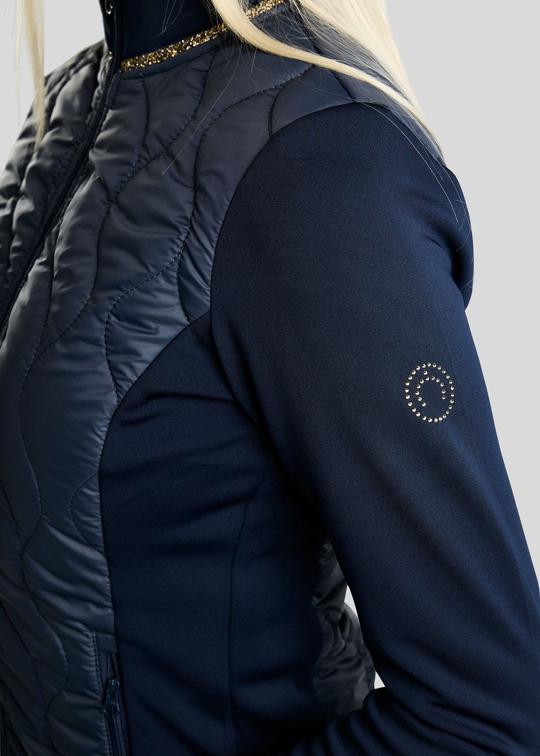  MoVeronica Hybrid Jacket w. Golden Quartz Crystal Tape and Crystals - Navy 