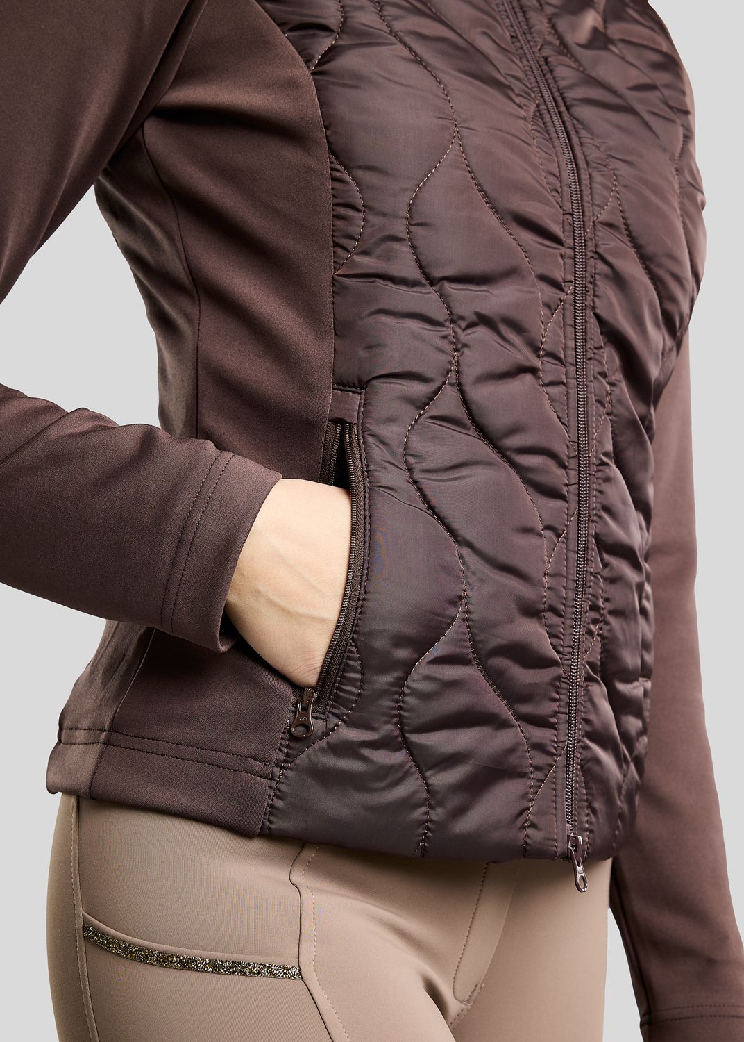  MoVeronica Hybrid Jacket w. Golden Quartz Crystal Tape and Crystals - Black Peony 