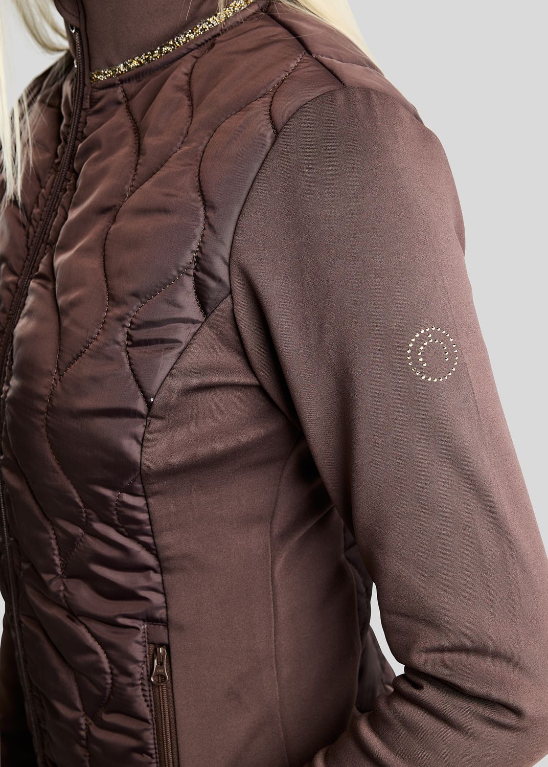  MoVeronica Hybrid Jacket w. Golden Quartz Crystal Tape and Crystals - Black Peony 
