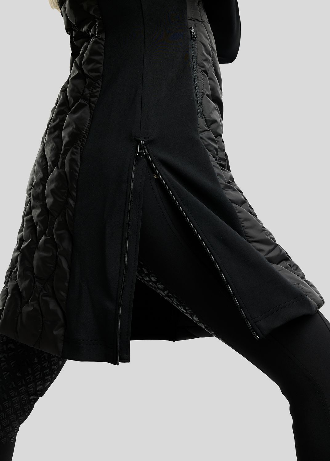MoVeronica Long Hybrid Jacket w. Golden Quartz Crystal Tape and Crystals - Black 
