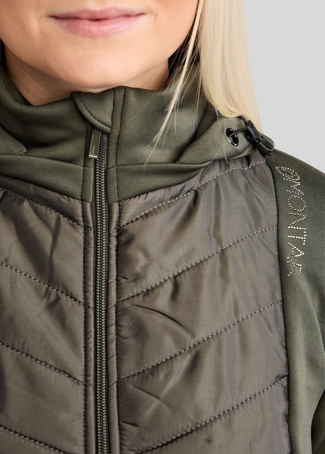 MoEverline Hybrid Jacket  w. Detachable Hood and Golden Quartz Crystsals - Forest Green 