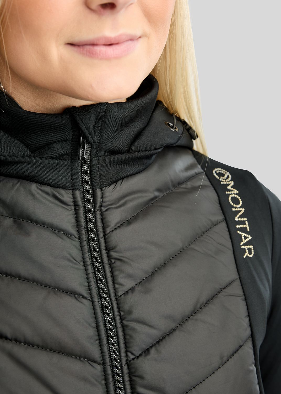 MoEverline Hybrid Jacket  w. Detachable Hood and Golden Quartz Crystsals - Black 