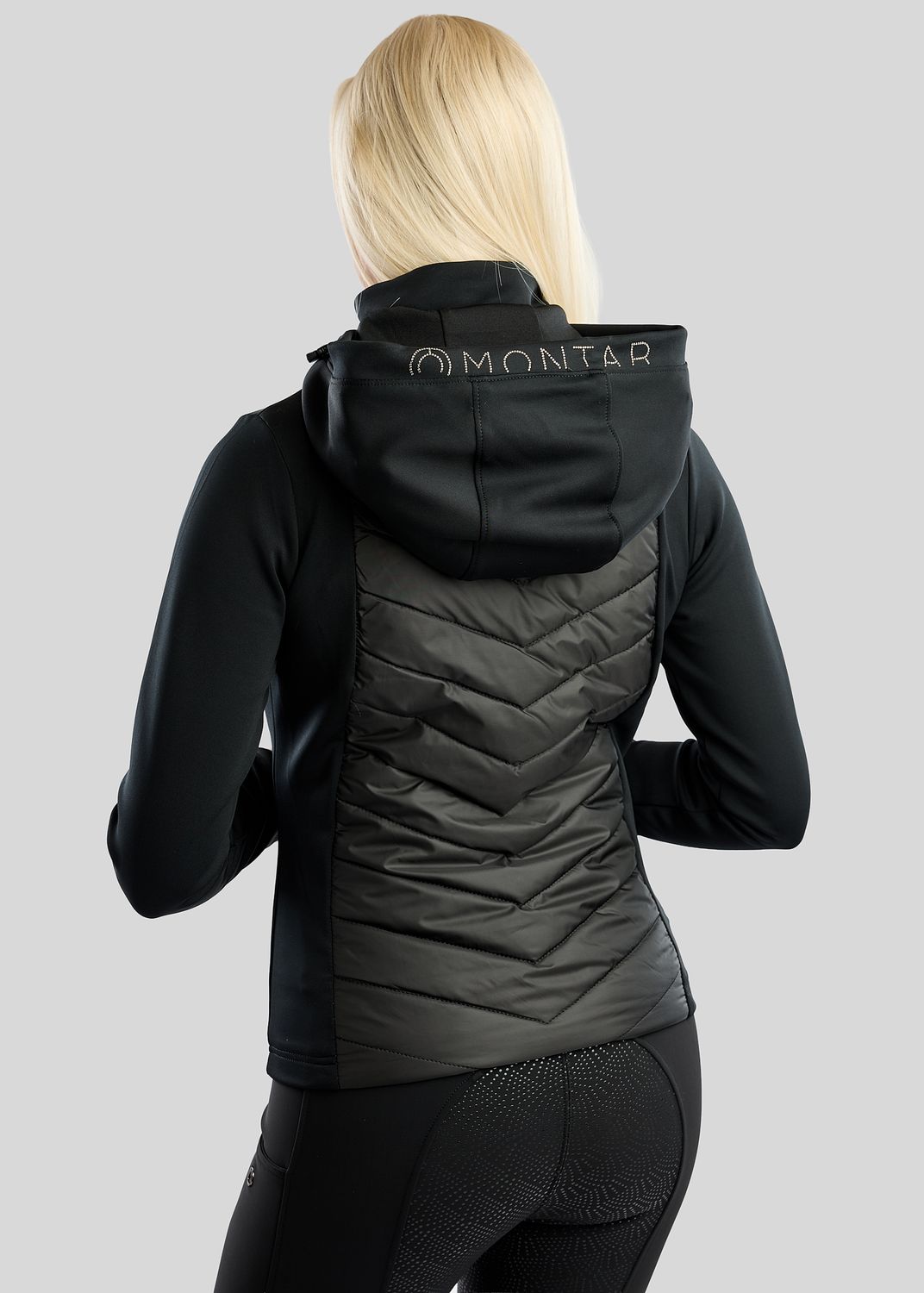 MoEverline Hybrid Jacket  w. Detachable Hood and Golden Quartz Crystsals - Black 