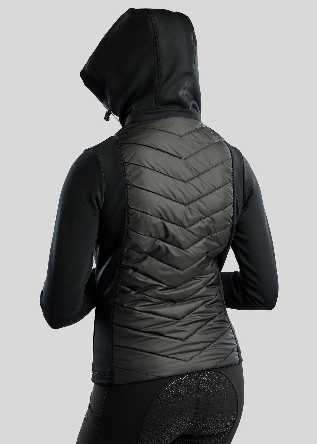 MoEverline Hybrid Jacket  w. Detachable Hood and Golden Quartz Crystsals - Black 