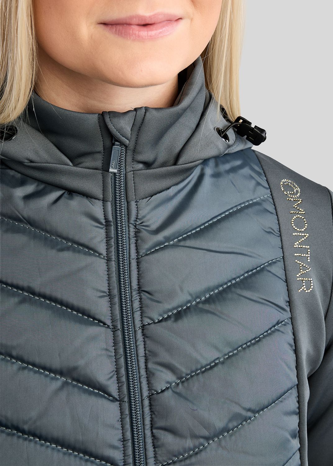 MoEverline Hybrid Jacket  w. Detachable Hood and Golden Quartz Crystsals - Dark Slate 