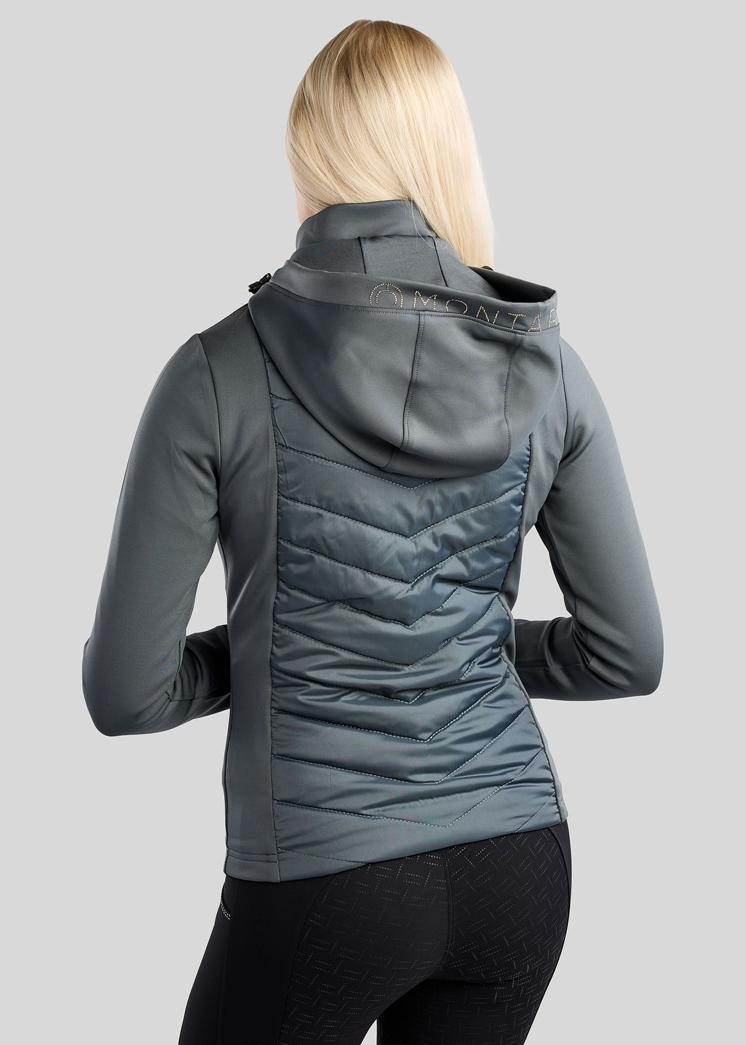 MoEverline Hybrid Jacket  w. Detachable Hood and Golden Quartz Crystsals - Dark Slate 