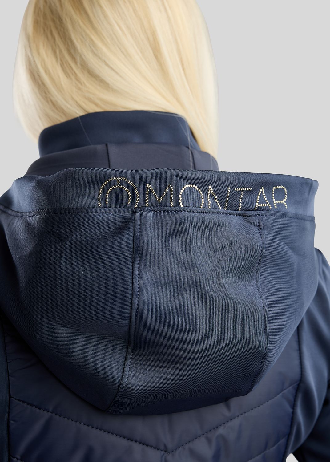 MoEverline Hybrid Jacket  w. Detachable Hood and Golden Quartz Crystsals - Navy 