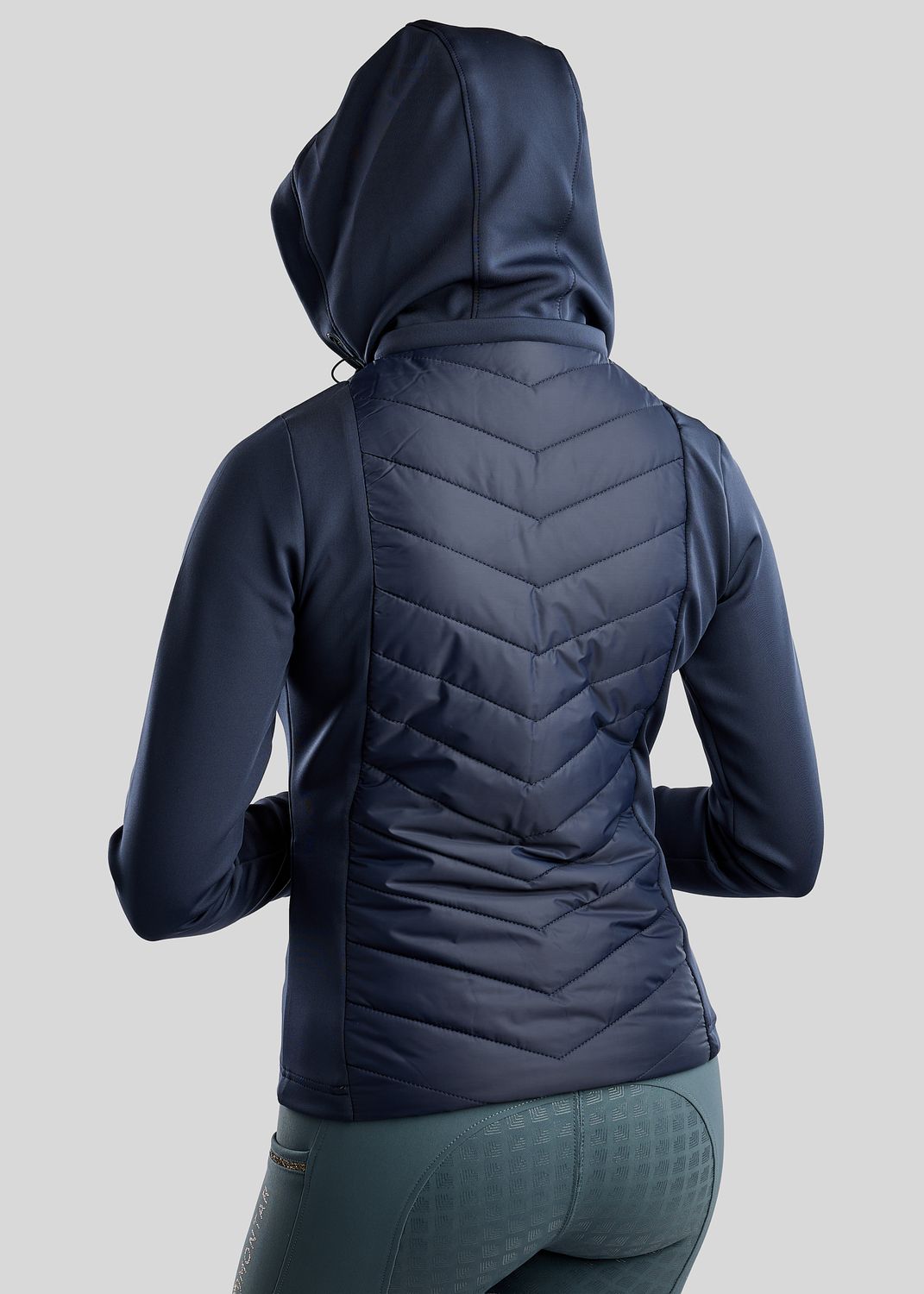 MoEverline Hybrid Jacket  w. Detachable Hood and Golden Quartz Crystsals - Navy 