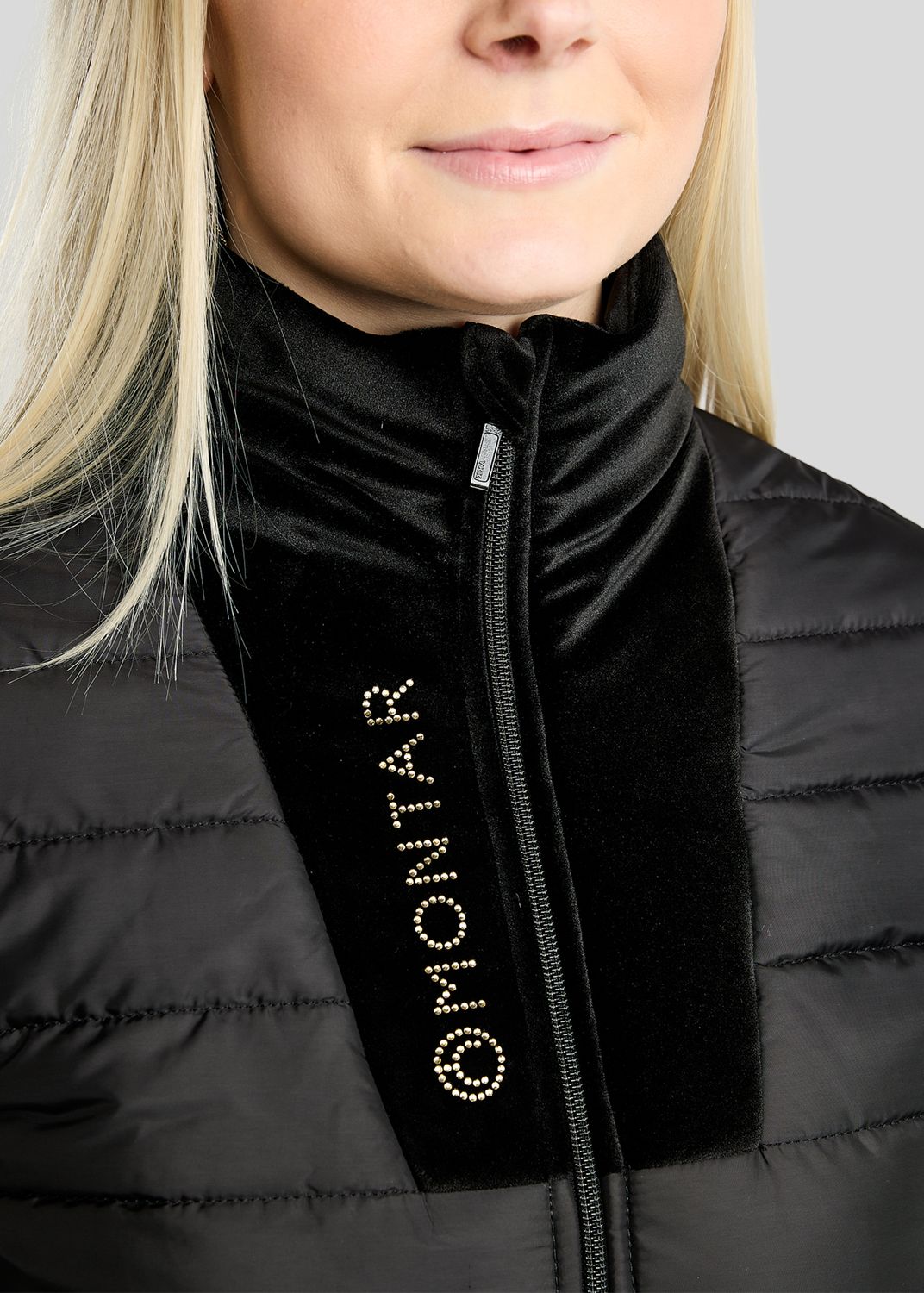 MoValerie Hybrid Jacket w. Velvet and Golden Quartz Crystals - Black 