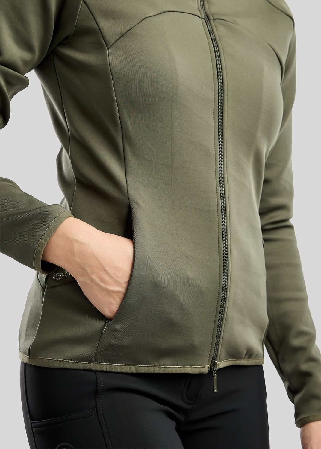 MoEverline Full Zip Jacket w. Golden Quartz Crystals - Forest Green 