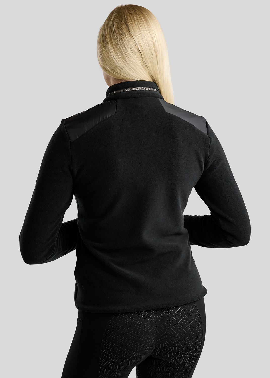 MoEllie Full Zip Jacket w. Fleece and Gun Metal Crystal Tape - Black 