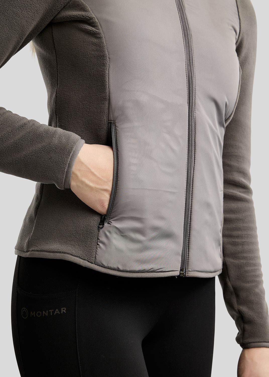 MoEllie Full Zip Jacket w. Fleece and Gun Metal Crystal Tape - Grey 