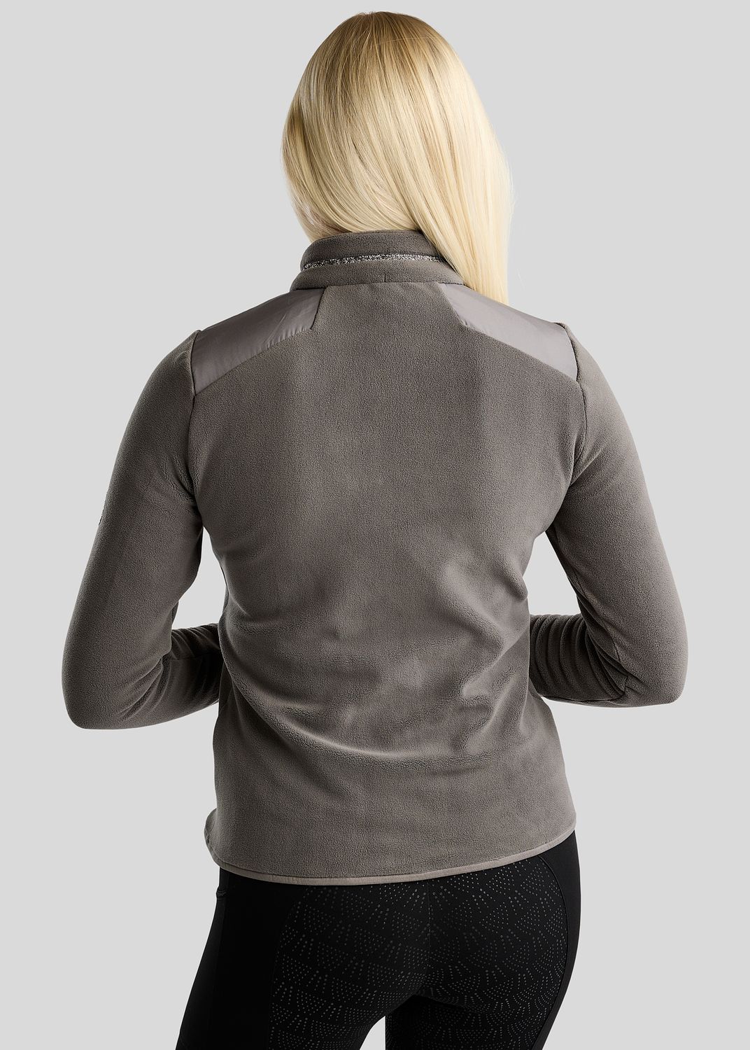 MoEllie Full Zip Jacket w. Fleece and Gun Metal Crystal Tape - Grey 