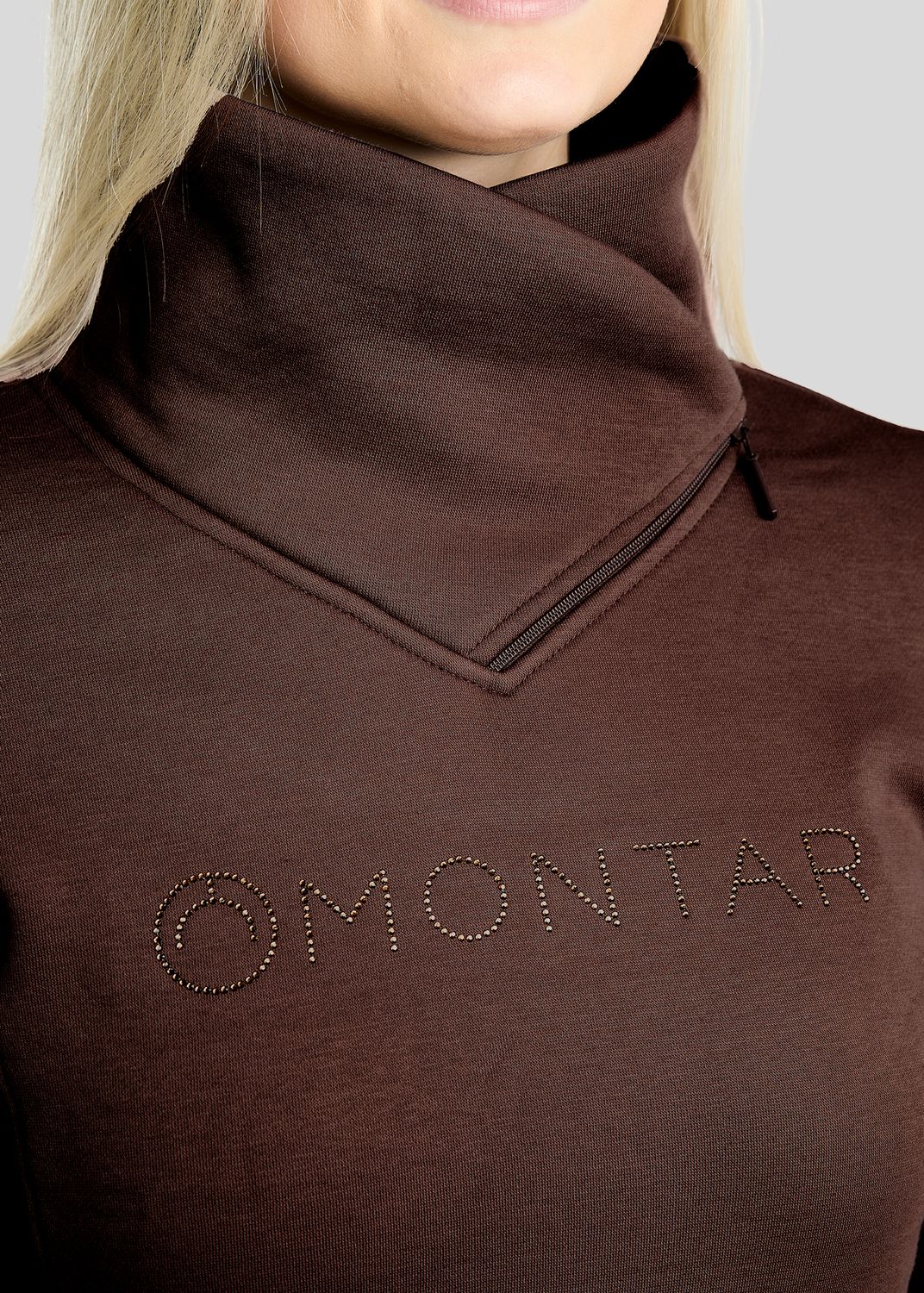 MoNaja Sweatshirt w. High Collar and Golden Quartz Crystals - Black Peony 