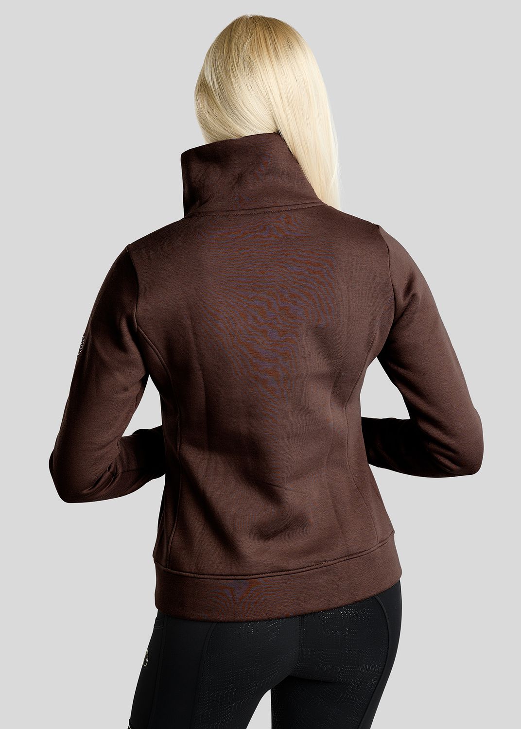 MoNaja Sweatshirt w. High Collar and Golden Quartz Crystals - Black Peony 