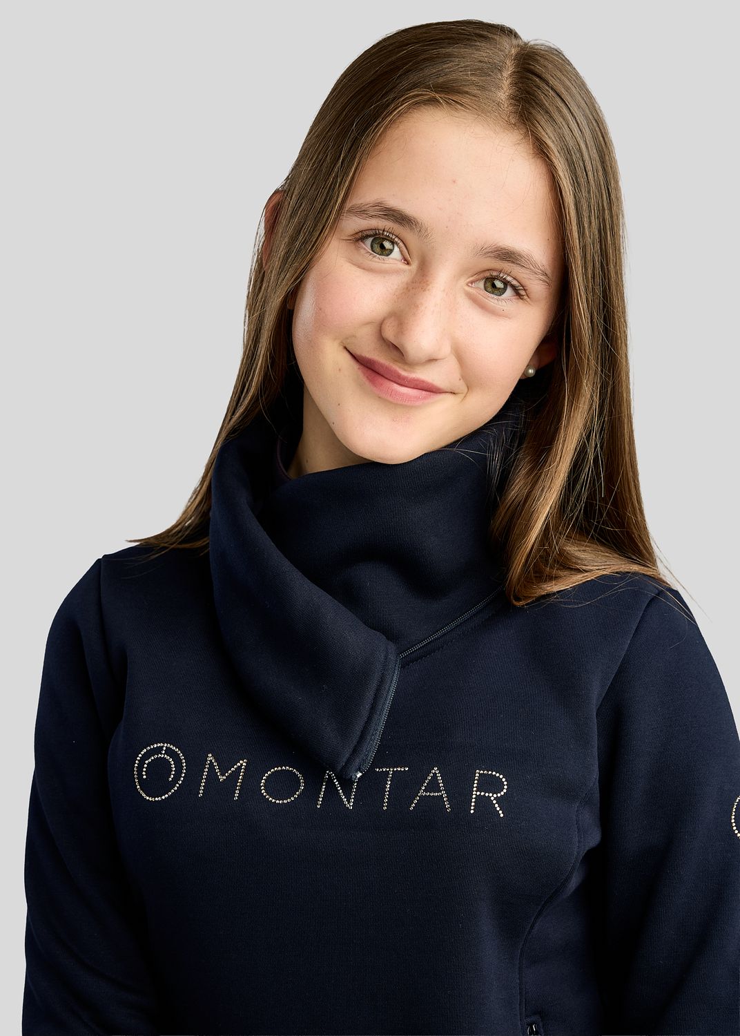 Junior MoNaja Sweatshirt w. High Collar and Golden Quartz Crystals - Navy 