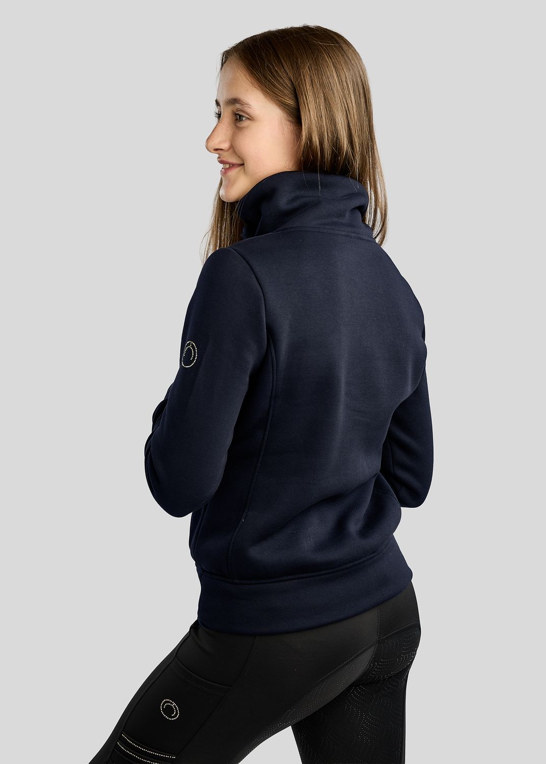 Junior MoNaja Sweatshirt w. High Collar and Golden Quartz Crystals - Navy 