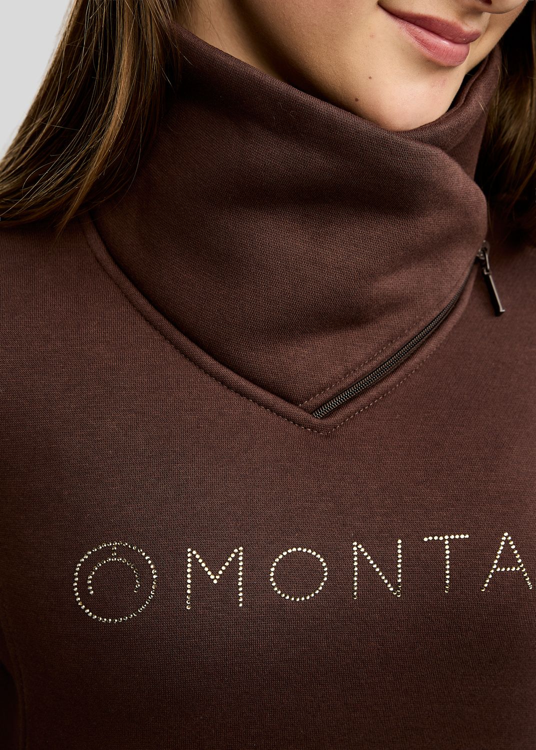 Junior MoNaja Sweatshirt w. High Collar and Golden Quartz Crystals - Black Peony 