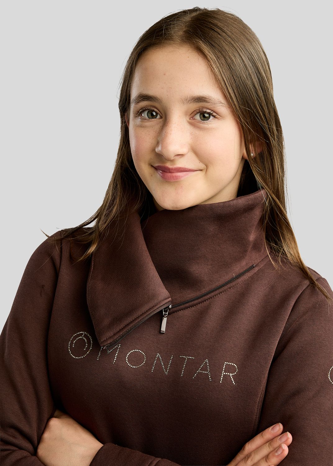 Junior MoNaja Sweatshirt w. High Collar and Golden Quartz Crystals - Black Peony 