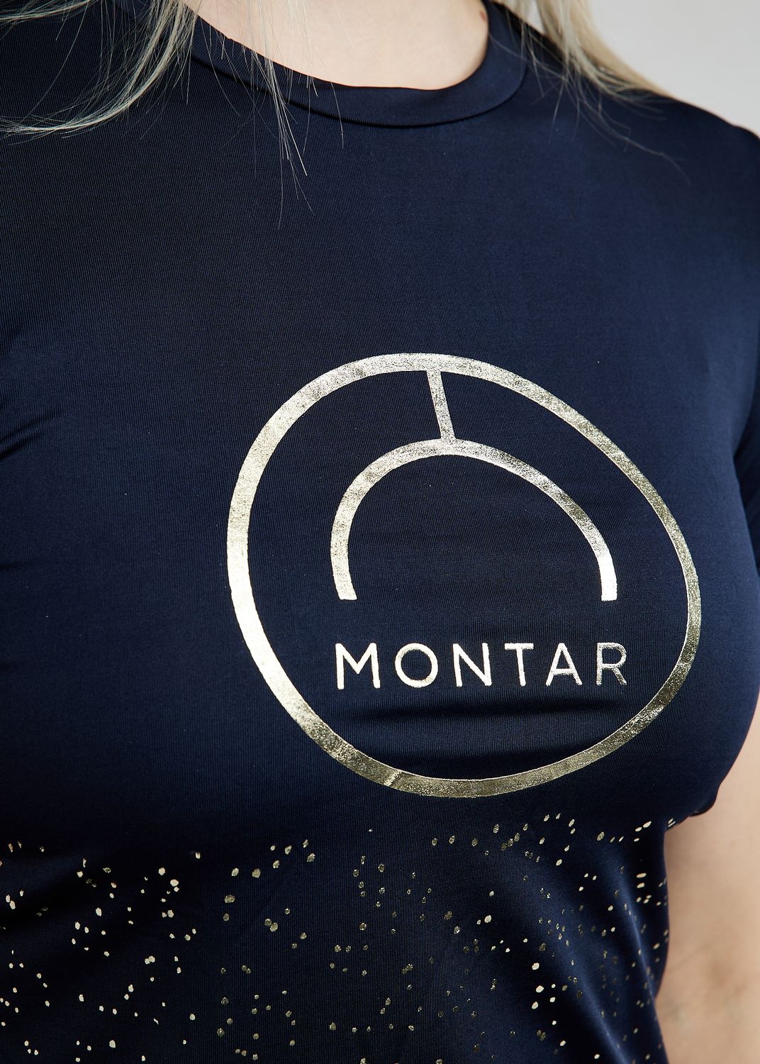 MoCille Tee w. Champagne Print - Navy
