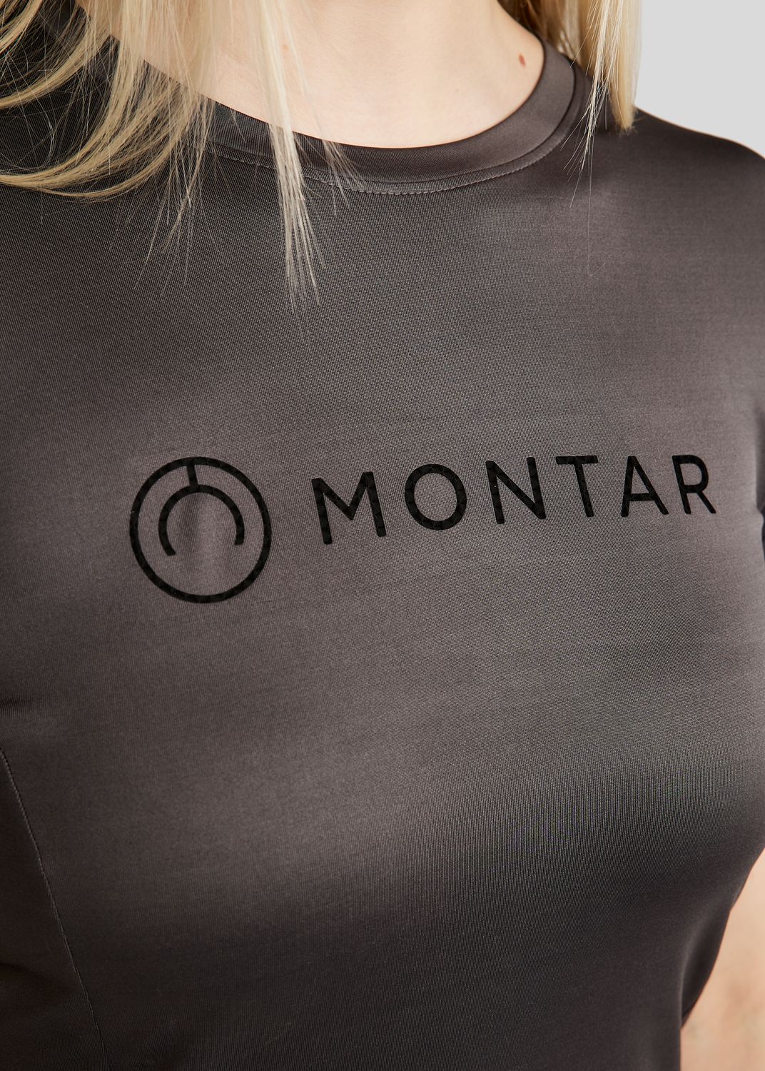 MoHannah SS Tee w. Frontprinted Houndstooth Logo - Slate Grey